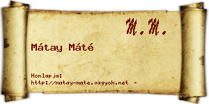 Mátay Máté névjegykártya